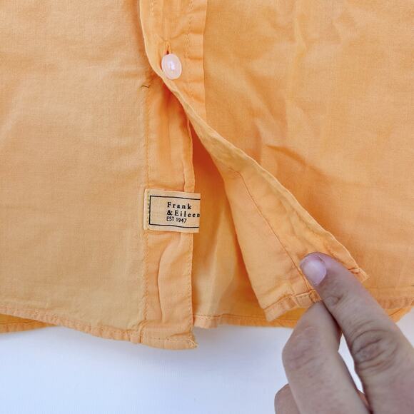 Frank & Eileen Barry Cotton Voile Button Down Honeysuckle Orange Medium - Picture 5 of 7